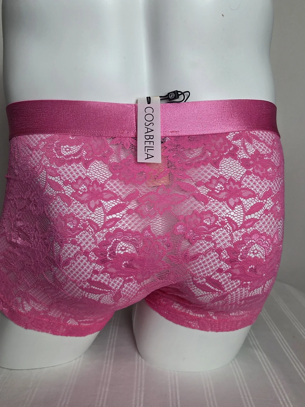 Cosabella Hot Pink Lace Boxer Briefs - Men's Stretch Lace